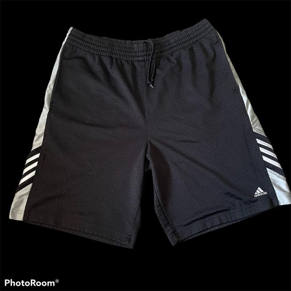 Adidas Men's Black and White Shorts